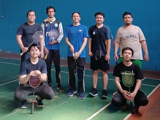 My friends and I after we played some badminton!